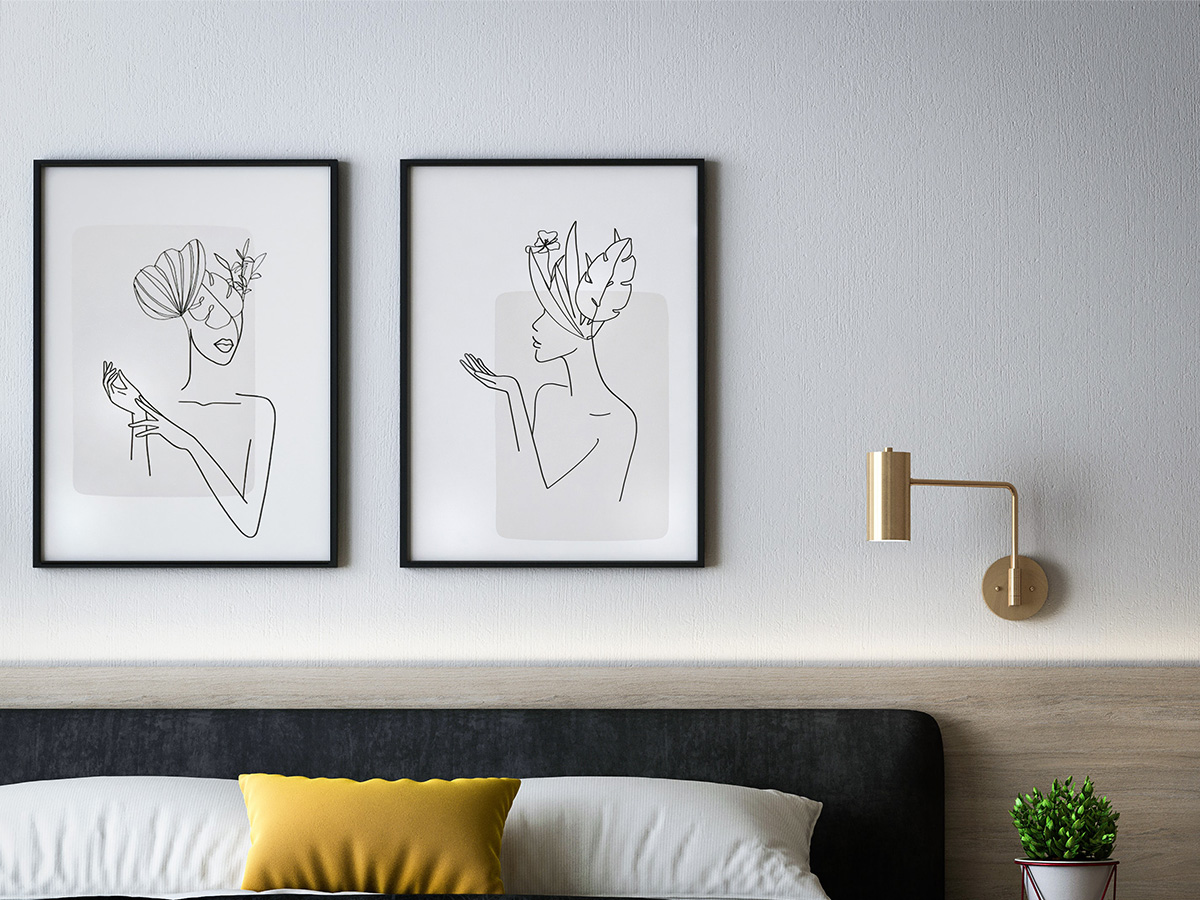 white walls with white art